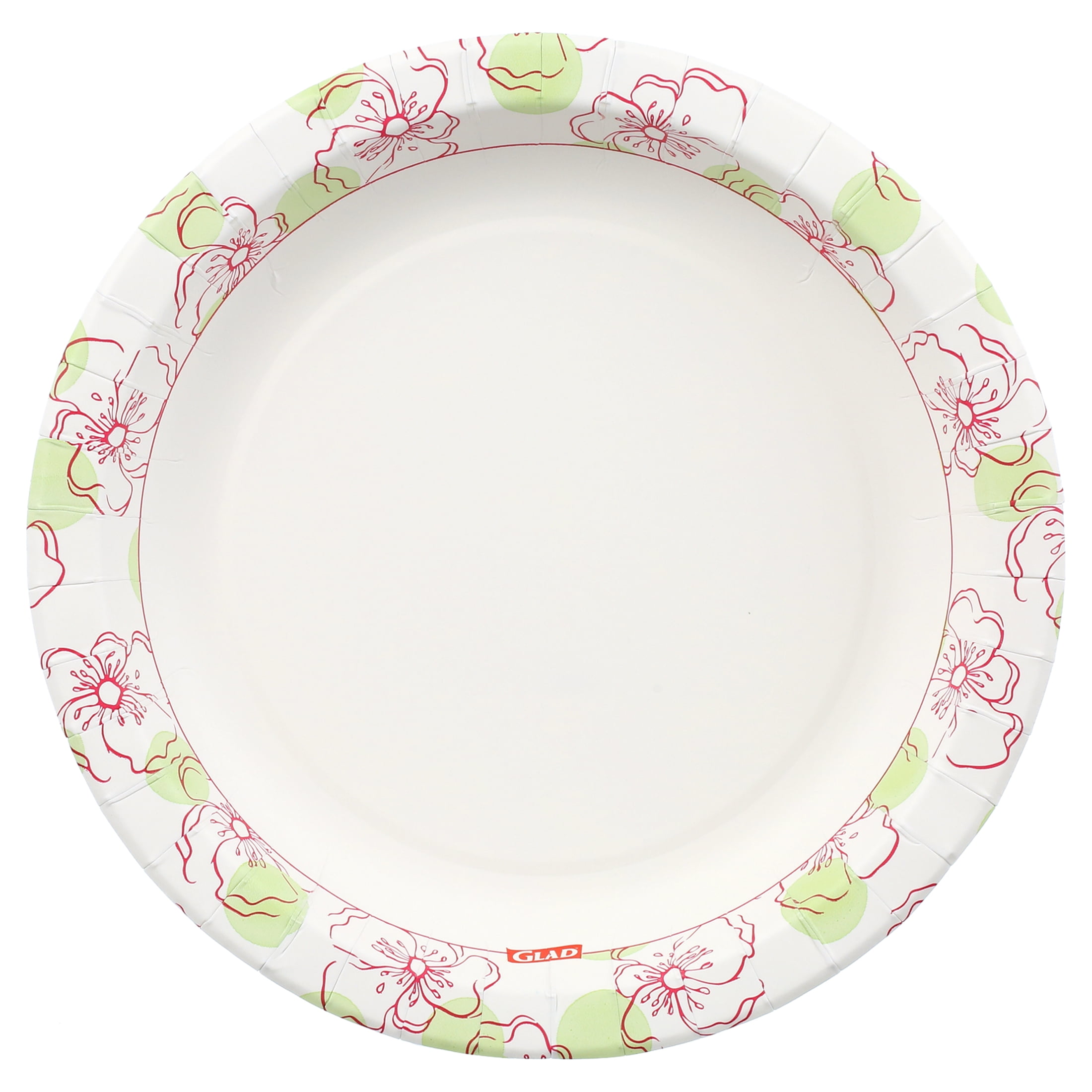 Glad Everyday 8.5" Round Paper Plates Pink Flower, 2 pack (100 plates total)