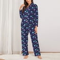 thumbnail image 2 of Naloa Flower Blue Skull Pajamas for Women Set, Womens Pajama Sets, Lounge Sets for Women, 2pjs for Women-Medium, 2 of 7