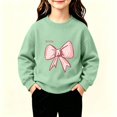 thumbnail image 2 of Toddler Girls Sweatshirt Cotton Crew Neck Bow Graphic Fall Winter Pullover, 2 of 5
