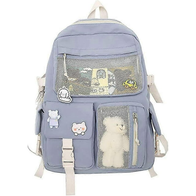 Cute Backpack with Cute Pin Accessories Plush Pendant for School Bag Student Girl Backpack