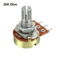 thumbnail image 2 of Uxcell WH148 20K Ohm Variable Resistors Rotary Carbon Film Taper Potentiometer 5packs, 2 of 5