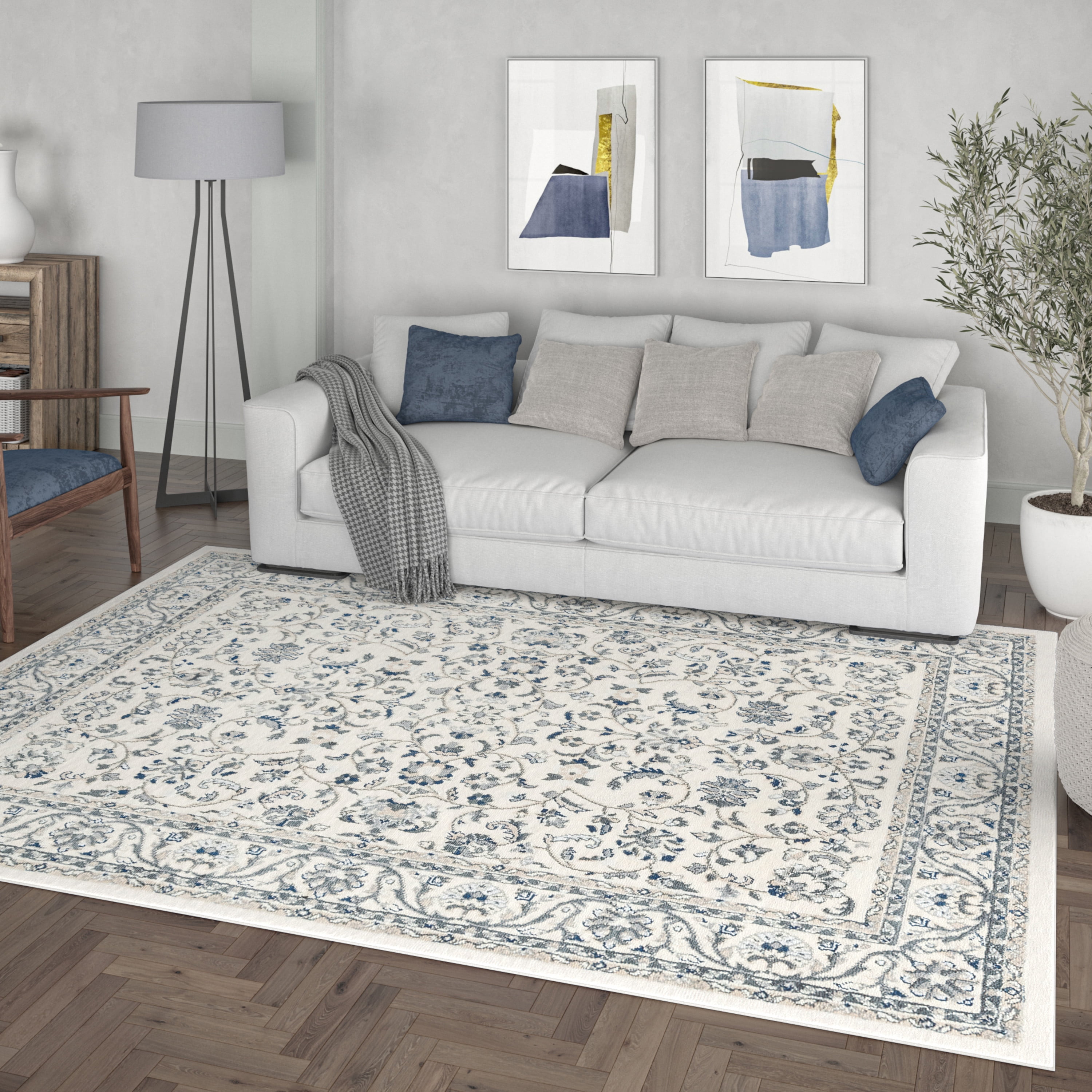 Madison Traditional 5' x 7' Cream Polypropylene Indoor Area Rug