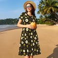 thumbnail image 4 of Balery Honey Bees With Flowers Vestidos sueltos de manga corta para mujer, vestidos de verano 2025, vestidos casuales de corte A con vuelo., 4 of 6