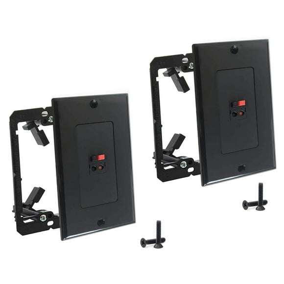 diyTech Plaque Murale Premium pour Haut-Parleur - Plaques Murales à Ressort pour Haut-Parleurs de Cinéma Maison - (2 Pack Noir avec Supports)