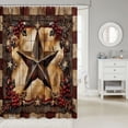 thumbnail image 2 of Manfei 3D Retro Stars Print Shower Curtain 72Wx84L,Boho Farmhouse Cabin Bathroom Shower Curtain,Cream Brown, 2 of 5