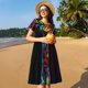 thumbnail image 4 of Easygdp Neon Psychedelic Giraffe para Vestido Transpirable de Mujer, Vestido Suelto de Manga Corta con Pliegues y Bolsillos para el Verano, 4 of 6