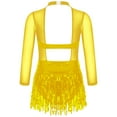 thumbnail image 4 of Zaldita Girls Mesh Splice Shiny Sequined Long Sleeve Tassel Dress Latin Salsa Samba Jazz Modern Ballroom Dancewear Gold 16, 4 of 6