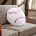 thumbnail image 6 of Btomtd Sports Ball Couch Pillows, Plush Filled Soccer Football Basketball Baseball Throw Pillows, Soft Cushions for Bedroom or Game Room Decor, Size 18" x 18", White, 6 of 6