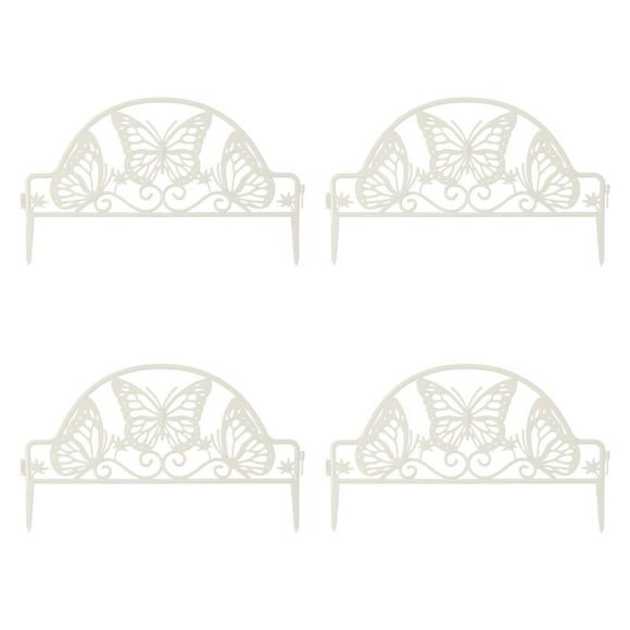 DYNWAVECA 4Pcs Decorative Garden Fence Panels Pet Border Fence Farm Picket Fence Animal Barrier Fence for Outdoor Dogs Bunny Patio Door