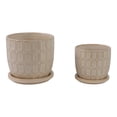 thumbnail image 6 of Decorative Flower Planter with Squoval Pattern and Saucer Plate - Home Decor Plant Pots for Indoor and Outdoor Styling - Perfect Plant Pots Accent for Plant Stand Indoor - Set of 2, 7", 6", Ivory, 6 of 13