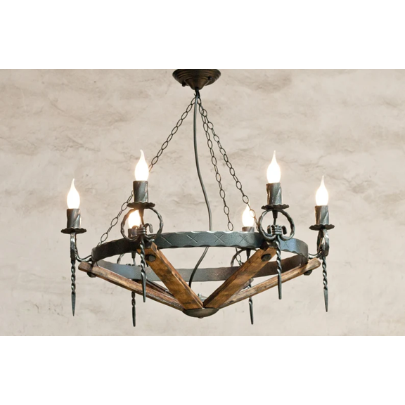 Wrought iron chandelier lights - Rustic chandelier - Chandelier lighting - Ceiling lights - Iron chandelier - Wood chandelier