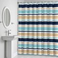 thumbnail image 5 of Minimalist Stripes Shower Curtain for Bathroom Decor, Teal Navy Blue Khaki Horizontal Stripe Modern Waterproof Fabric Shower Curtain, 72"x78" Set with 12 Hooks, 5 of 9