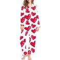 thumbnail image 4 of Winter Pajamas For Women Set Cozy Casual Loose Cardigan Heart Print Collar Long Sleeve Button Up Sleepwear Soft 2 Piece Outfits Loungewear Sets White XXL, 4 of 5