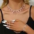 thumbnail image 4 of AEXTO Red Teardrop Crystal Set Dangle Earrings & Bracelet – Perfect for Wedding, Party – Victorian Style Silver Jewelry for Women, 4 of 15
