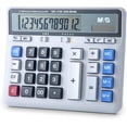thumbnail image 1 of Desktop Calculator 12 Digits Extra Large LCD Display, Dual Solar Power and Battery, Mechanical Calculator with Big Buttons, Battery Include, Basic Financial Calculator for Office Home School, 1 of 6