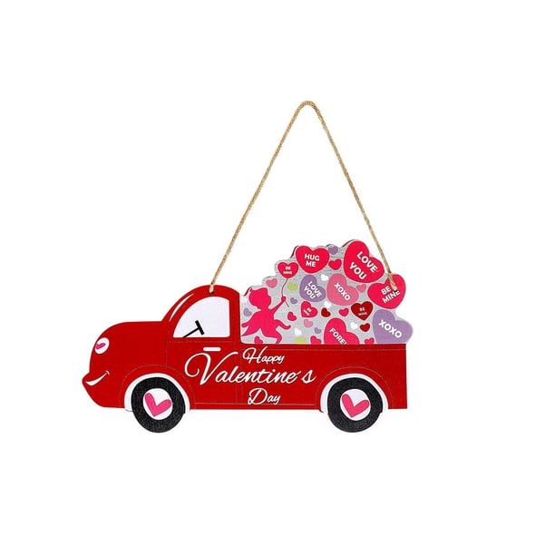Toystoory Placa de puerta, placa colgante de dibujos animados, casa de campo, diseño exterior, adorno de madera, ventana de casa, de pared, Kits de decoración para fiestas camión Toystoory HA066728-02