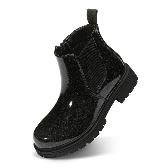 Bocca Girls Glitter Chelsea Boots Black Ankle Booties With Zipper 1M
