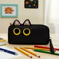 thumbnail image 3 of allydrew 3D Cat Design Pencil Case, Large Capacity 2 Compartment Pencil Pouch for Stationery Tools, Midnight Cat, 3 of 5