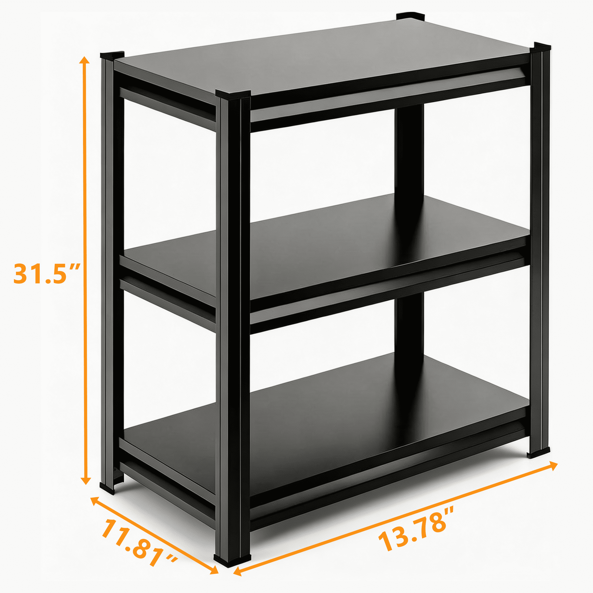 3-Tier Metal Storage Rack with Adjustable Shelves, Multi-purpose Organizer for Living Room, Kitchen, Garage, Office, Gym and More
