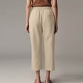 thumbnail image 4 of Capri Pants for Women 2026 Summer Drawstring Elastic High Waist Casual Capris Straight Wide Leg Cotton Linen Pants, Beige 20" Inseam S, 4 of 7