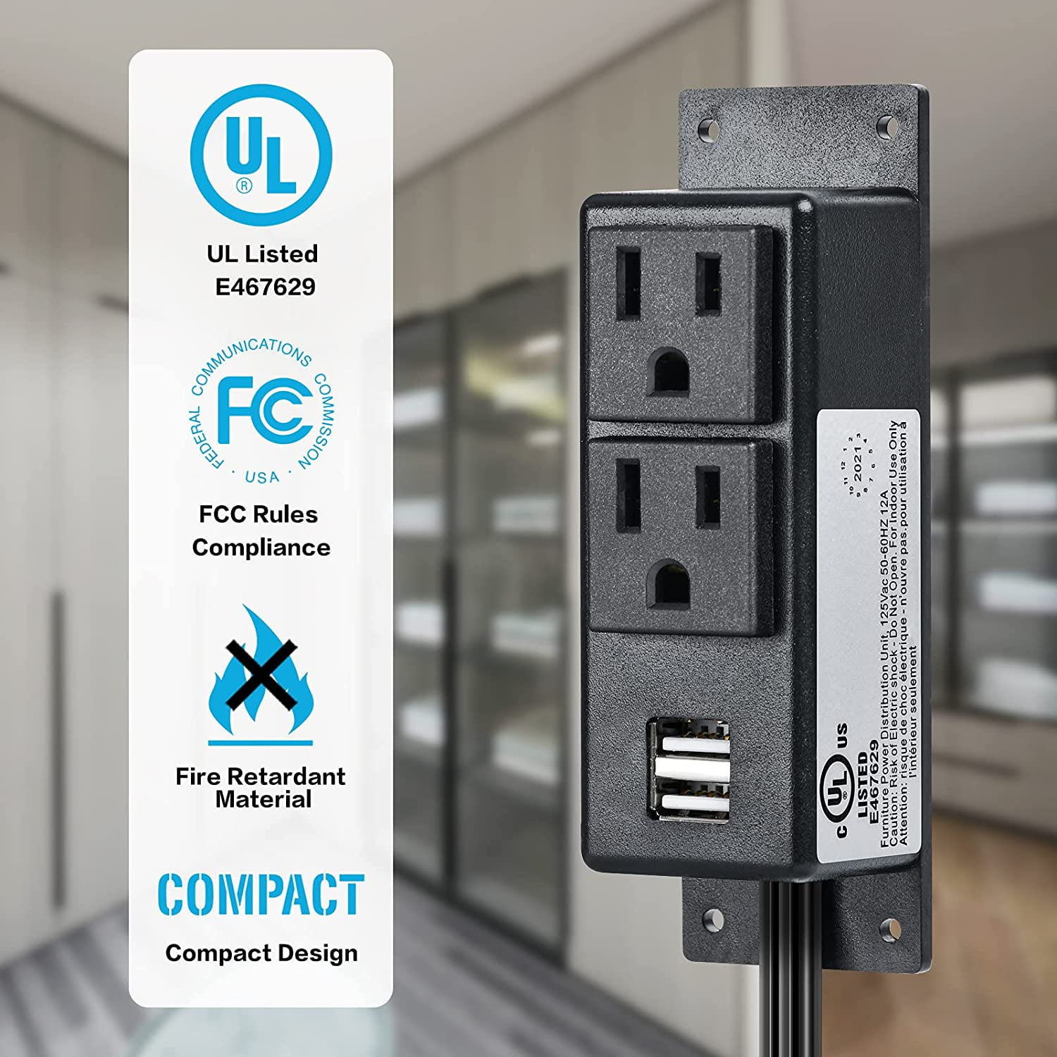 Briidea Gun Safe Power Outlet Kit, Universal Fit, AC & USB Outlet, Includes Adapter, 1 Pack, for Interior Dehumidifiers and Lights, Black