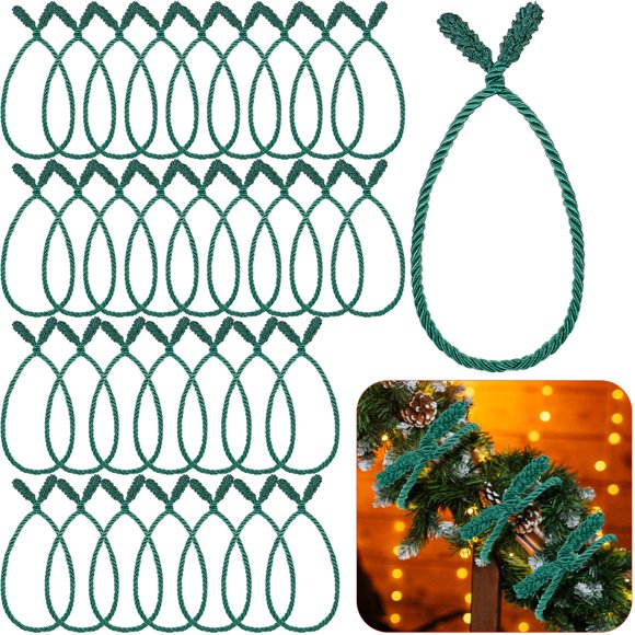 Corbatas decorativas navideñas con forma de guirnalda Zhengmy, 32 unidades, 51 cm, color verde