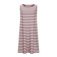 thumbnail image 6 of Zpanxa Women's Striped Tank Dress Round Neck A Line Skirt Dress Breathable Casual Summer Sundress, 6 of 7