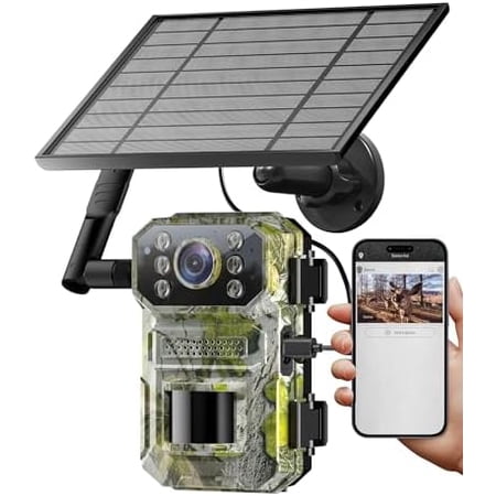 4G LTE Cellular Trail Camera 2K Live Streaming Solar Trail Cameras with Motion Sensor Night Vision GPS Game Camera with 0.03s Trigger IP66 Waterproof Built-in 32GB Card$$Other
