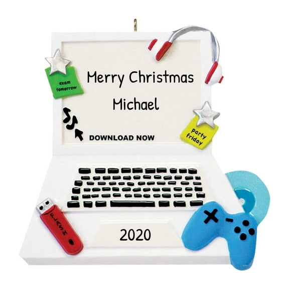 Personalized Laptop Christmas Ornament - Computer Ornament, Laptop Gamer Ornament, Computer Gamer Ornament, Computer Engineer Ornament, Computer Science Gifts - Gamer - Free Customization