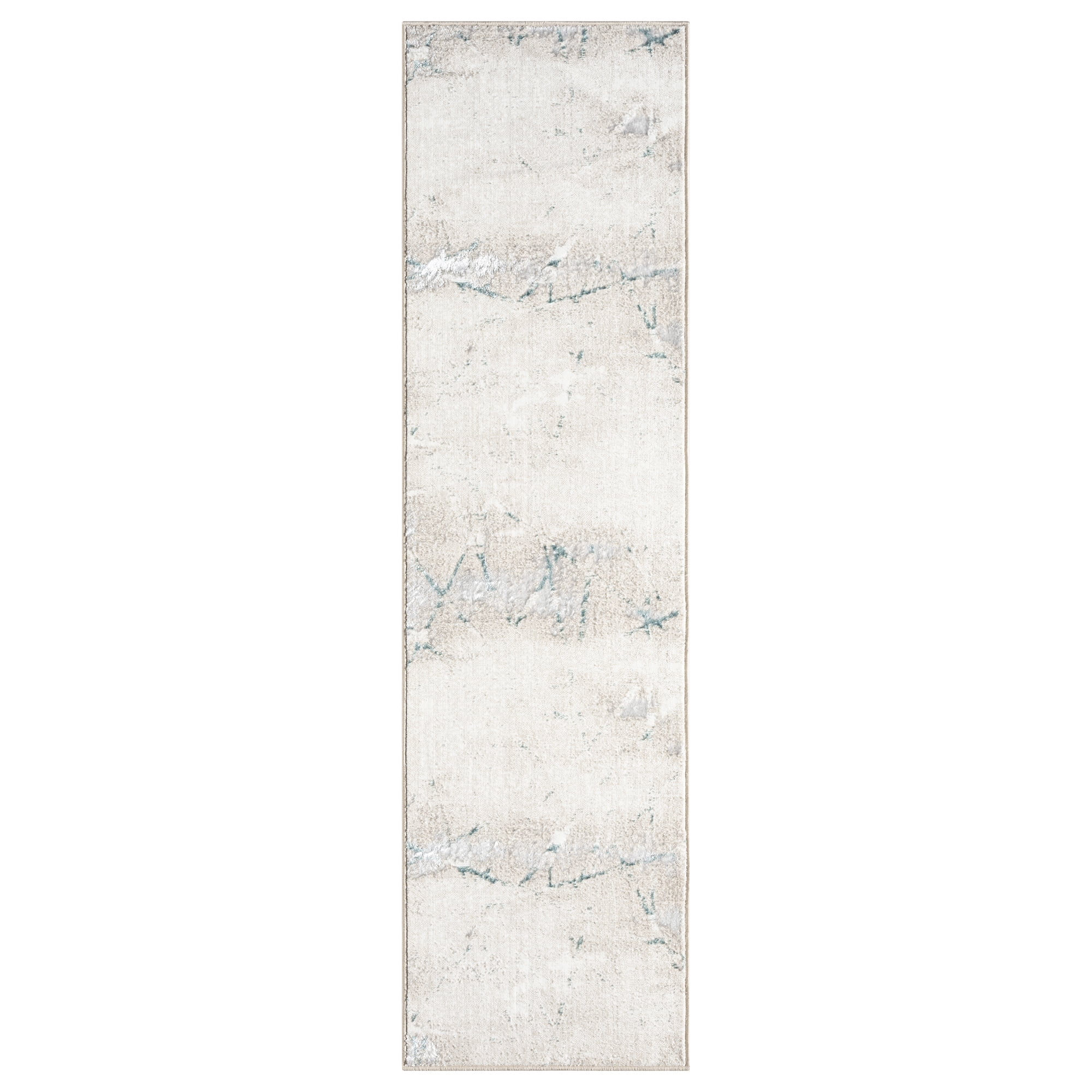 Ox Bay Bethany 2' x 7' Beige/Blue Abstract Durable Indoor Area Rug