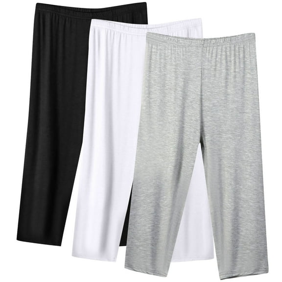 SwiftWear Women's 3-Pack Comfy Capri Pants Breathable Casual Plus Size Wear for Home/Outdoors | Stretchy Fit S-5XL
