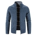 thumbnail image 2 of Jackets for Men Stand Collar Zipper Large Size Warm Knit Jacket Solid Color Fashion Casual Cardigan Sweater, 2 of 4
