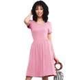 thumbnail image 3 of Made by Johnny Women's Comfy Casual Short Sleeve Flowy Dresses Loose Plain Dress with Pockets XL PINK, 3 of 6
