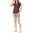 thumbnail image 2 of INSPIRE CHIC Chemises à Carreaux pour Femmes Col en Pointe Chemisiers Boutonnés m Rouge Vert, 2 of 6