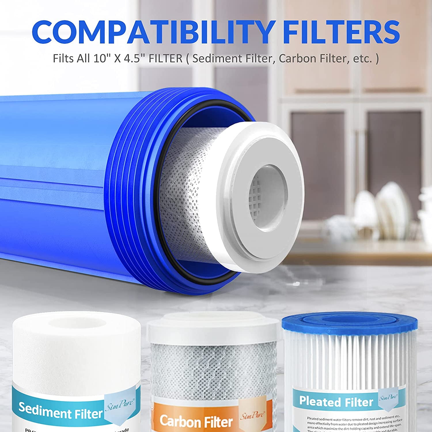 SimPure Whole House Water Filter System, with Carbon Filter and Sediment Filter, 3-Stage Filtration, Highly Reduce Lead, Chlorine, Odor and Taste