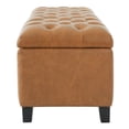 thumbnail image 4 of FFZ Brown PU Ottoman Bench With Storage Rubber Wood Legs 300lbs Capacity, 4 of 6