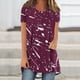 thumbnail image 3 of Tops Cortos para Mujeres Casual Impreso Delantero Corto Espalda Larga Manga Corta Raglan Cuello Redondo Superior, 3 of 5