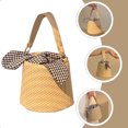 thumbnail image 3 of Bolso tejido con lazo para mujer, bolso de almacenamiento portátil, bolso de playa a cuadros creativo, 3 of 7