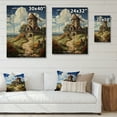 thumbnail image 4 of Designart "Old Windmill Countryside painting II" Landscape & Nature Print on Natural Pine Wood, 4 of 5