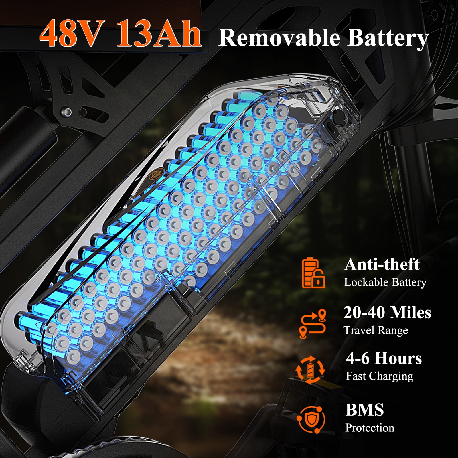 Bodywel M16 Electric Bike for Adults, 1500W Peak Motor 48V 13AH Removable Battery, 29MPH Electric Mountain Bike, 16" Fat Tire 40 Miles Ebike, UL2849