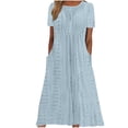 thumbnail image 2 of CHOK Robes de Cocktail pour Femmes 2024 Robe T-Shirt à Manches Courtes Décontractée en Coton Lin Longues Robes Col Rond Été Plage Robes d'Été avec Poches Vestidos Casuales pour Femme, 2 of 6