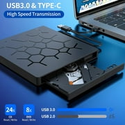External CD/DVD Drive for Laptop, DVD Player for Laptop, 8 in 1 USB 3.0 Ultra-Slim Portable, CD Burner External Disk Drive Optical Compatible with Laptop Desktop Mac,Windows 11/10/8/7 Linux