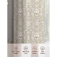 thumbnail image 6 of Beige Damask Sheer Curtains 96 Inch Length 2 Panels Set, Vintage Country Scroll Floral Patterned Voile Window Treatment Semi Sheer Long Curtains Drapes for Bedroom/Living Room/Kitchen 52"x96"x2, 6 of 7