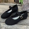 thumbnail image 6 of Domuza Women's Mary Jane Shoes with Adjustable Buckle Strap, Soft Corduroy Low Wedge Casual Walking Shoes, Comfort Round Toe Dress Flats for Daily Office Outdoor Wear Black 6.5（EU-37）, 6 of 9