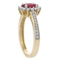 thumbnail image 3 of 14K Yellow Gold Enhanced Ruby Flower Halo Ring Oval 6x4mm Diamond Accents, size 10, 3 of 3