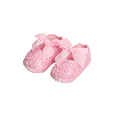

Binpure Baby Girls Baptism Shoes Prewalker Solid Color Soft Sole Non-Slip Shoes