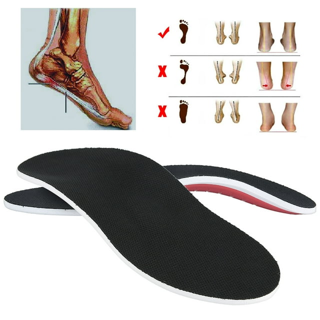 Insole Unisex Flatfoot Orthotic Insole Arch Support Plantar Fasciitis Pain Relief Correction Foot PadRed BottomBlack S: 3540
