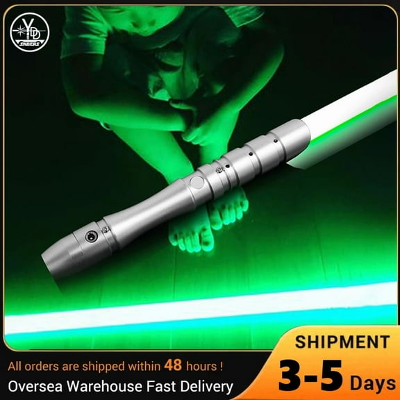 US YDD Dueling Lightsaber 16 RGB Colors 97cm 4 Modes Sound, Metal Silver Hilt for Rechargeable Birthday Halloween Gift
