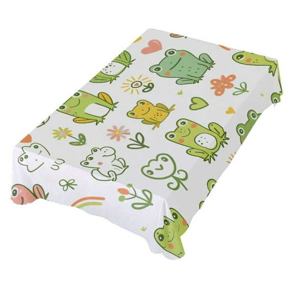 JSTEL Cute Frog Cartoon Table Cloth Rectangle 54 x 72 Inch Tablecloth Anti Wrinkle Table Cover for Dining Kitchen Parties