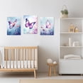 thumbnail image 5 of ZHONGYUTONG 3 Piece Purple Butterfly Canvas Wall Art Butterfly Pictures Wall Decor Watercolor Painting for Girls Room Decor Framed (11.00" x 14.00" x 3PCS), 5 of 5